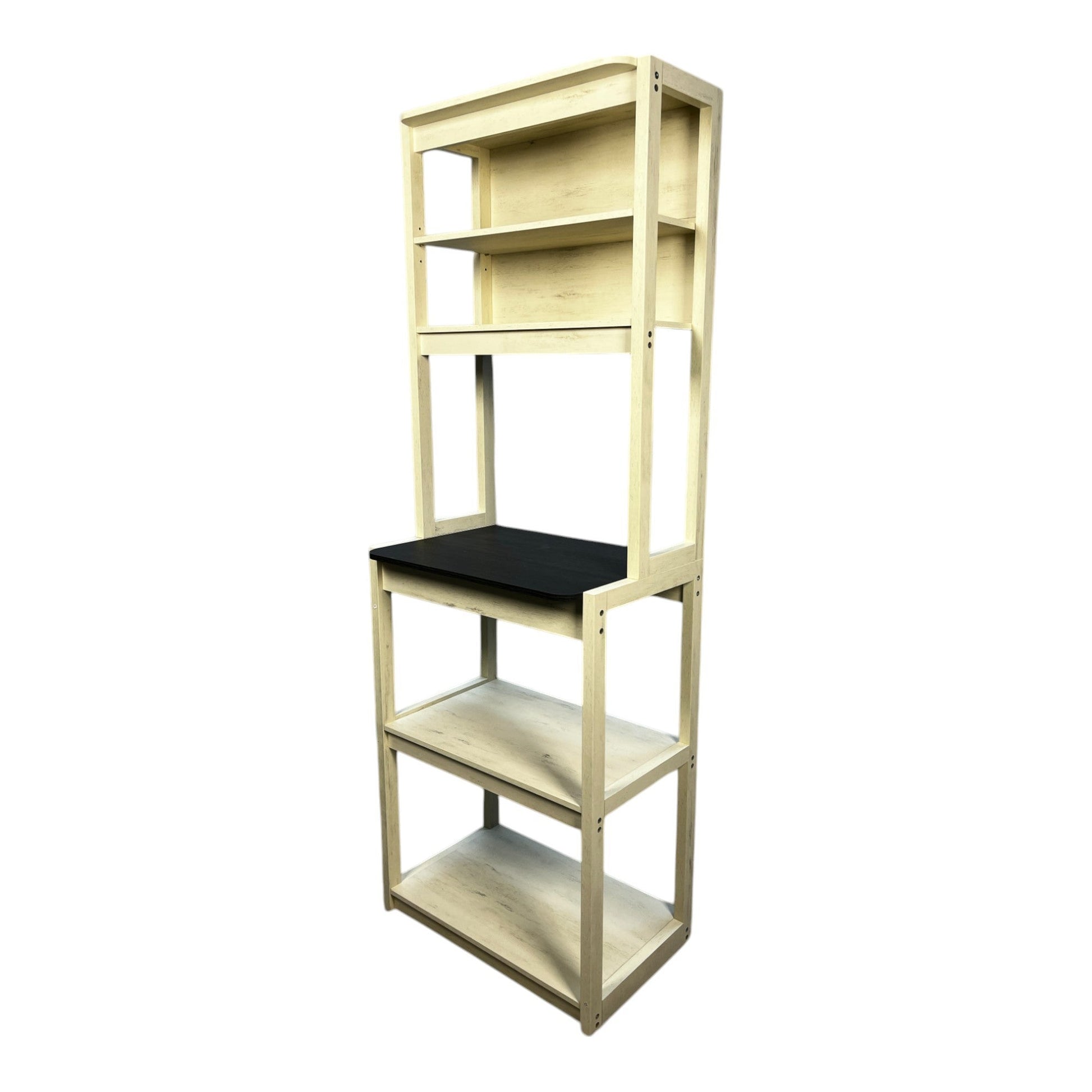 23.62' White and Black color Bakers Rack for Kitchen with Storage, Coffee Bar, 5 - Tier Kitchen Shelves, Microwave Stand - 1st Choice Furniture Direct