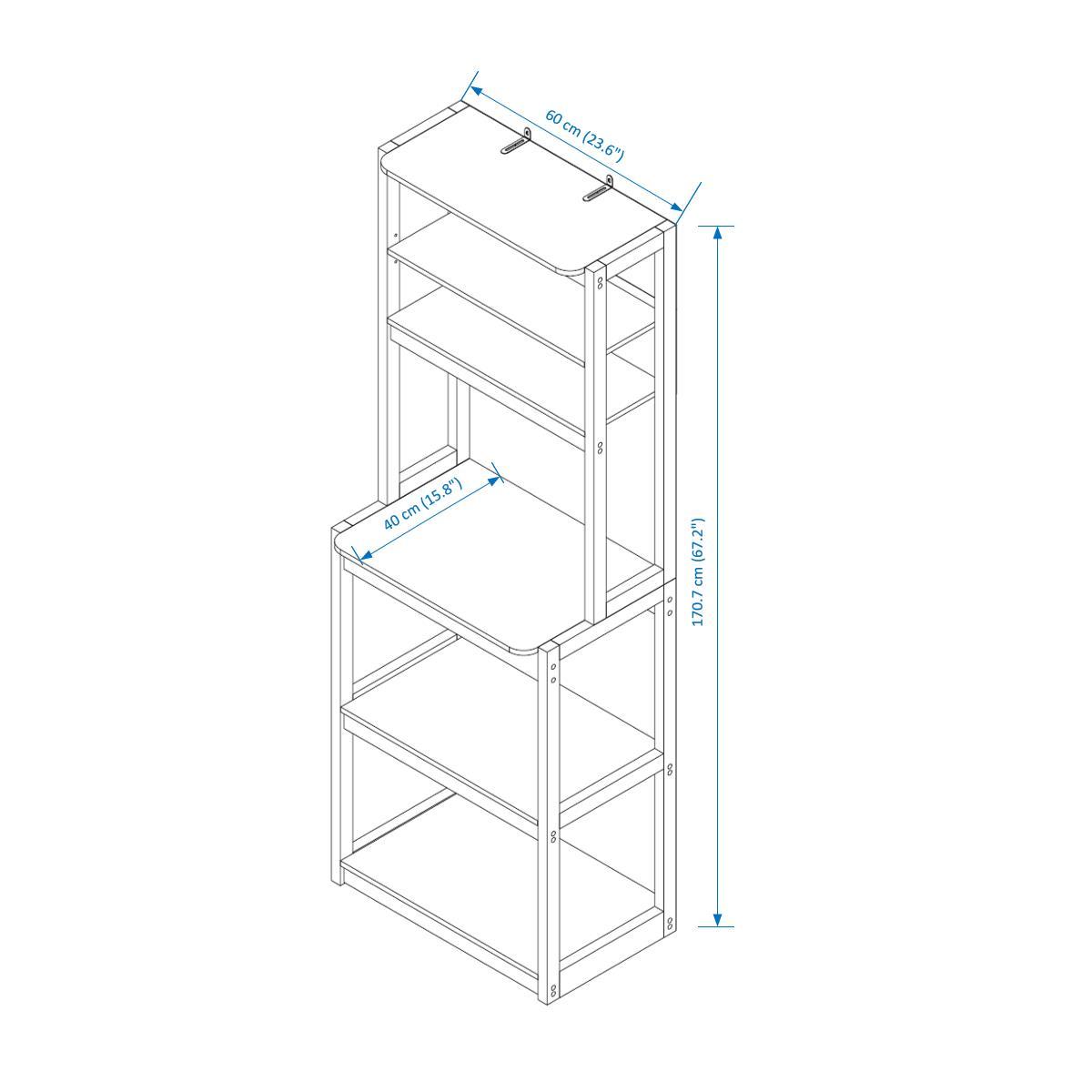 23.62' White and Black color Bakers Rack for Kitchen with Storage, Coffee Bar, 5 - Tier Kitchen Shelves, Microwave Stand - 1st Choice Furniture Direct