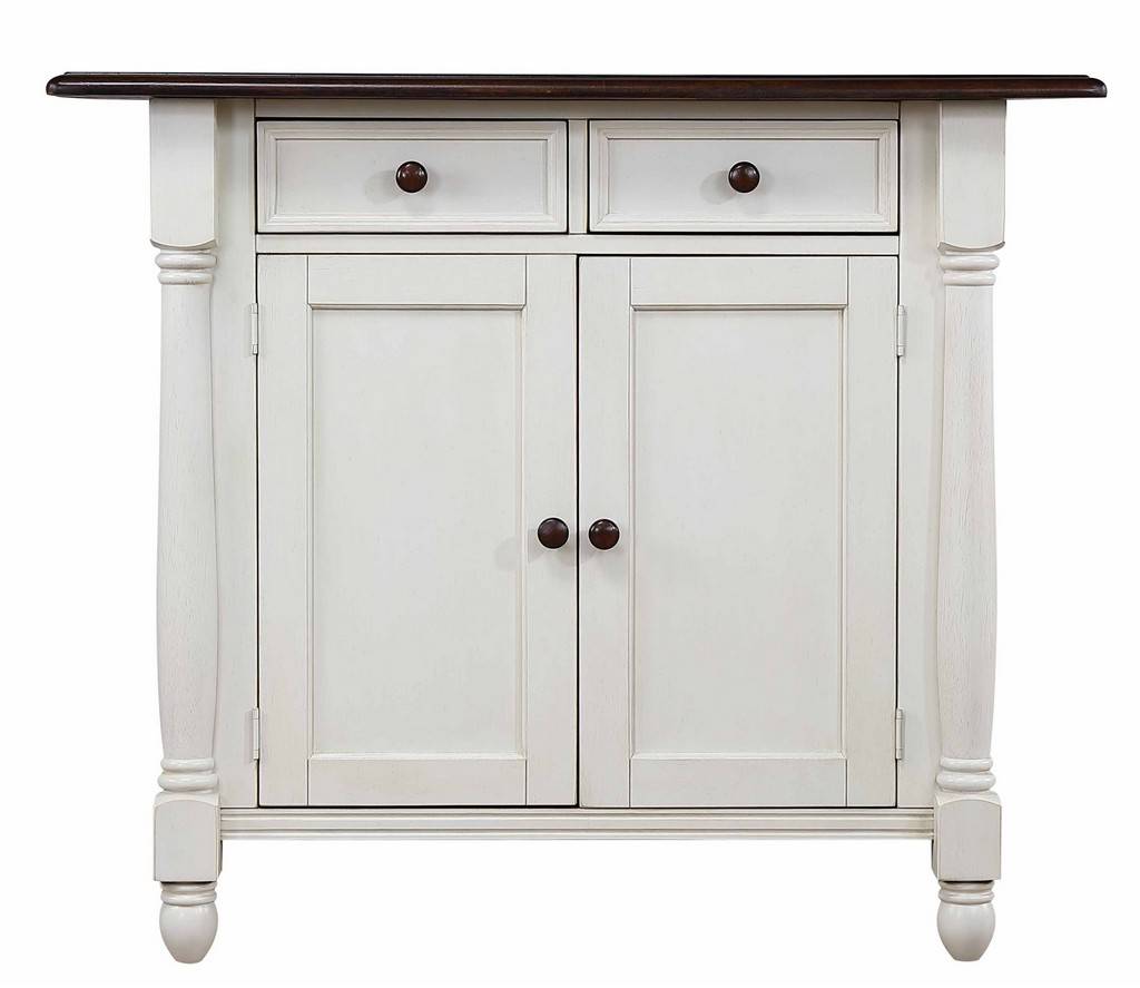 Sunset Trading Andrews Antique White Expandable Kitchen Island with Counter Height Stools with Arms