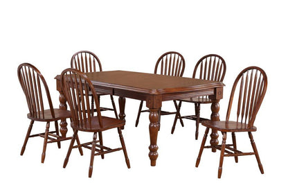 Sunset Trading Andrews 7 Piece 56-72" Rectangular Extendable Dining Set with Arrowback Windsor Chairs