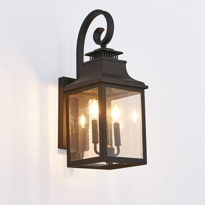 23'(H) 1 - Pack Outdoor Wall Lantern Light – Vintage Black Metal Sconce with Clear Seeded Glass for Porch, Patio, and Garden (Bulb Not Included) - 1st Choice Furniture Direct