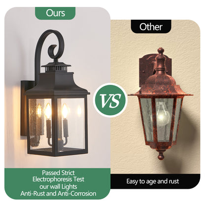 23'(H) 1 - Pack Outdoor Wall Lantern Light – Vintage Black Metal Sconce with Clear Seeded Glass for Porch, Patio, and Garden (Bulb Not Included) - 1st Choice Furniture Direct