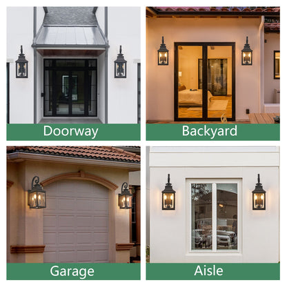 23'(H) 1 - Pack Outdoor Wall Lantern Light – Vintage Black Metal Sconce with Clear Seeded Glass for Porch, Patio, and Garden (Bulb Not Included) - 1st Choice Furniture Direct