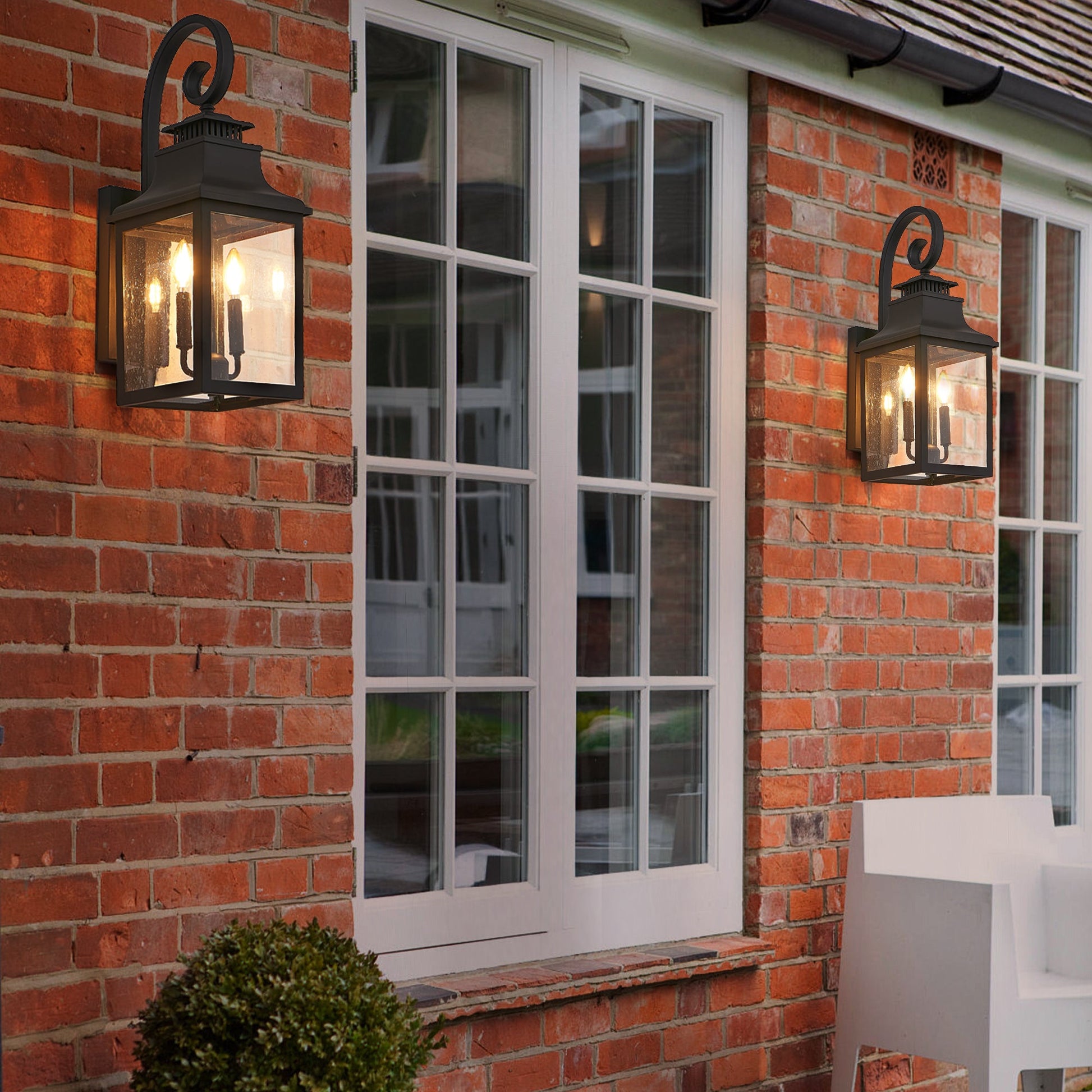 23'(H) 1 - Pack Outdoor Wall Lantern Light – Vintage Black Metal Sconce with Clear Seeded Glass for Porch, Patio, and Garden (Bulb Not Included) - 1st Choice Furniture Direct
