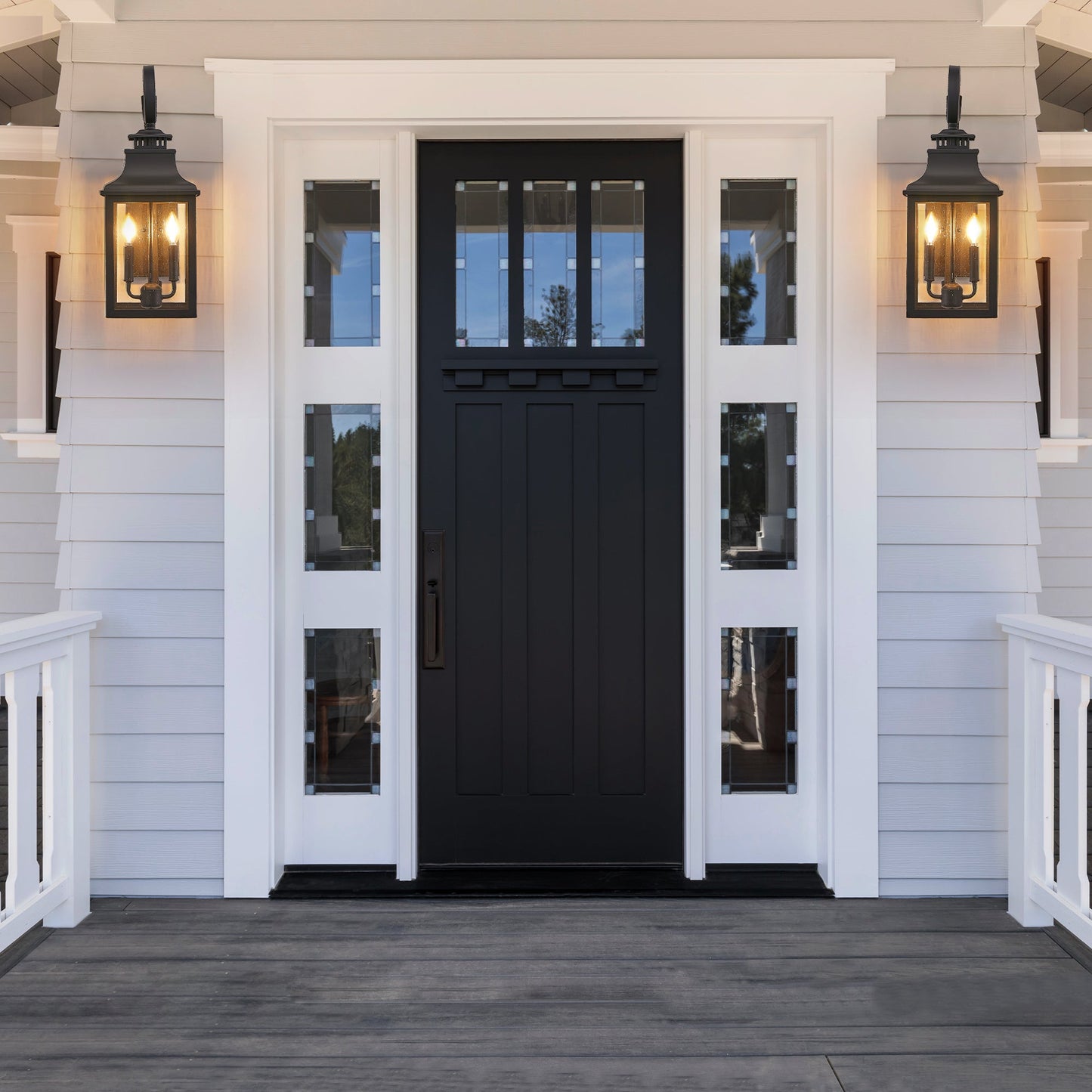 23'(H) 1 - Pack Outdoor Wall Lantern Light – Vintage Black Metal Sconce with Clear Seeded Glass for Porch, Patio, and Garden (Bulb Not Included) - 1st Choice Furniture Direct