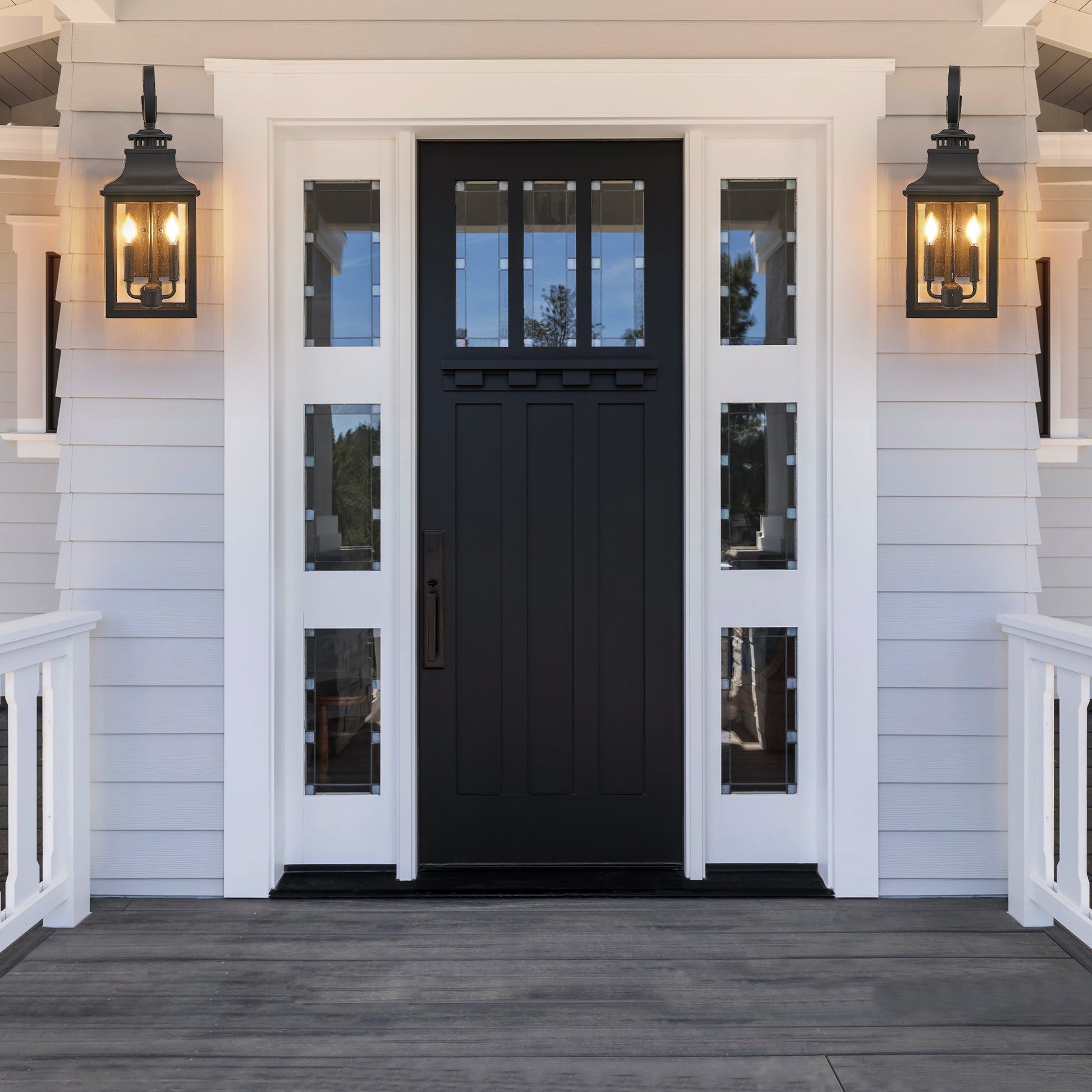 23'(H) 1 - Pack Outdoor Wall Lantern Light – Vintage Black Metal Sconce with Clear Seeded Glass for Porch, Patio, and Garden (Bulb Not Included) - 1st Choice Furniture Direct