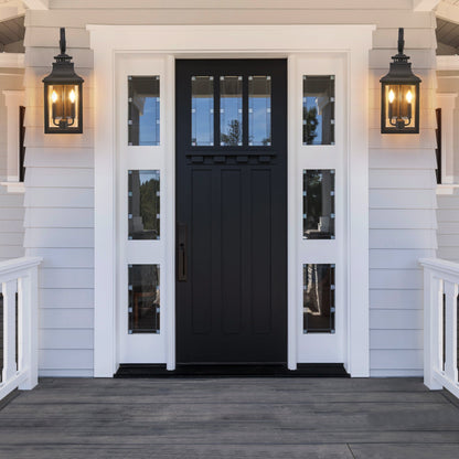 23'(H) 1 - Pack Outdoor Wall Lantern Light – Vintage Black Metal Sconce with Clear Seeded Glass for Porch, Patio, and Garden (Bulb Not Included) - 1st Choice Furniture Direct