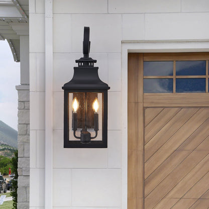 23'(H) 1 - Pack Outdoor Wall Lantern Light – Vintage Black Metal Sconce with Clear Seeded Glass for Porch, Patio, and Garden (Bulb Not Included) - 1st Choice Furniture Direct
