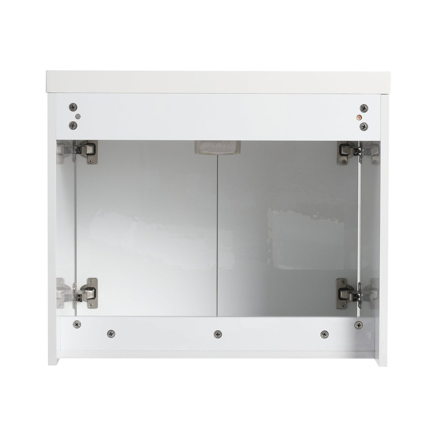 24' Bathroom Vanity With Resin Sink , 2 - Soft Close Doors, Float Mounting Design,Glossy White,(KD - Packing) - 1st Choice Furniture Direct