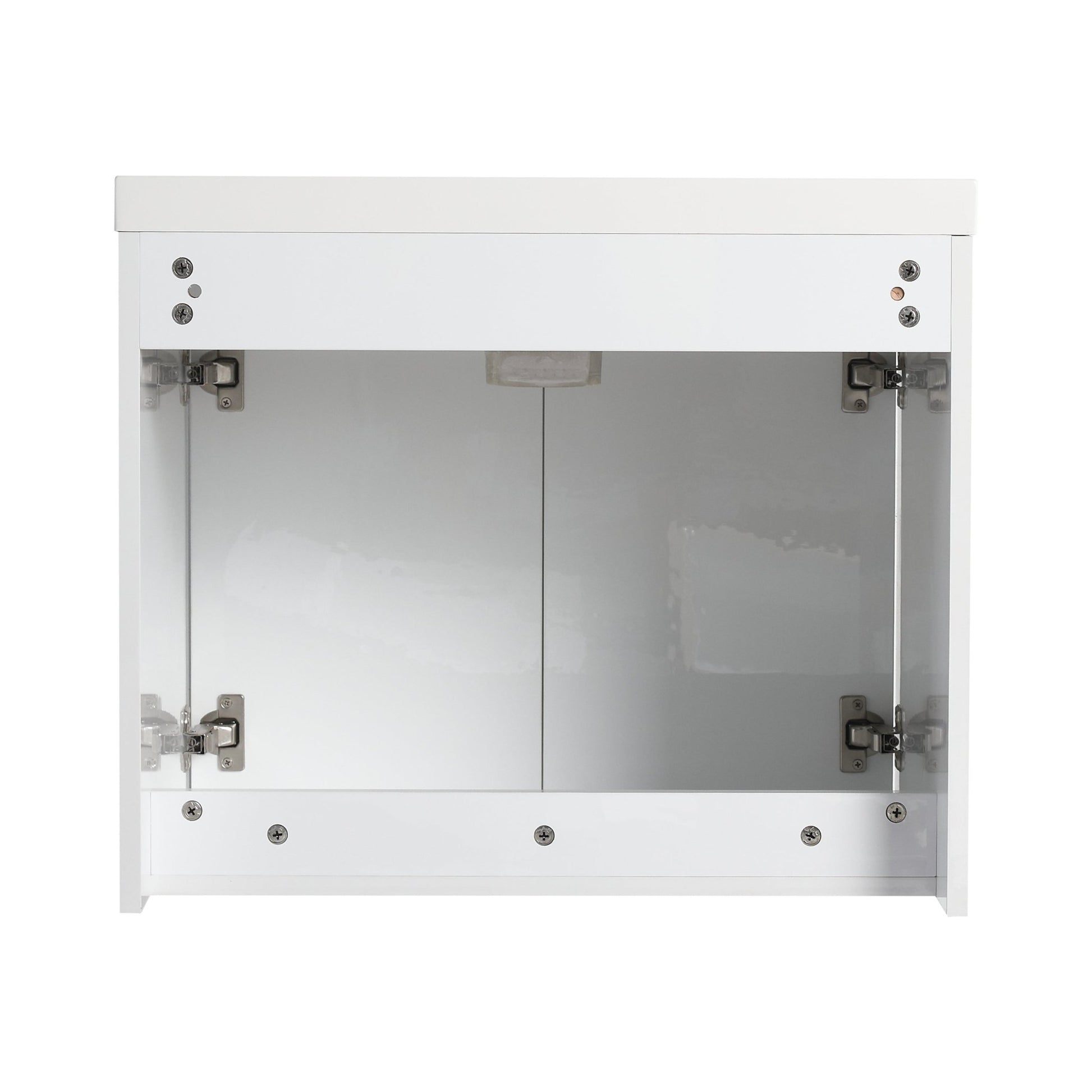 24' Bathroom Vanity With Resin Sink , 2 - Soft Close Doors, Float Mounting Design,Glossy White,(KD - Packing) - 1st Choice Furniture Direct