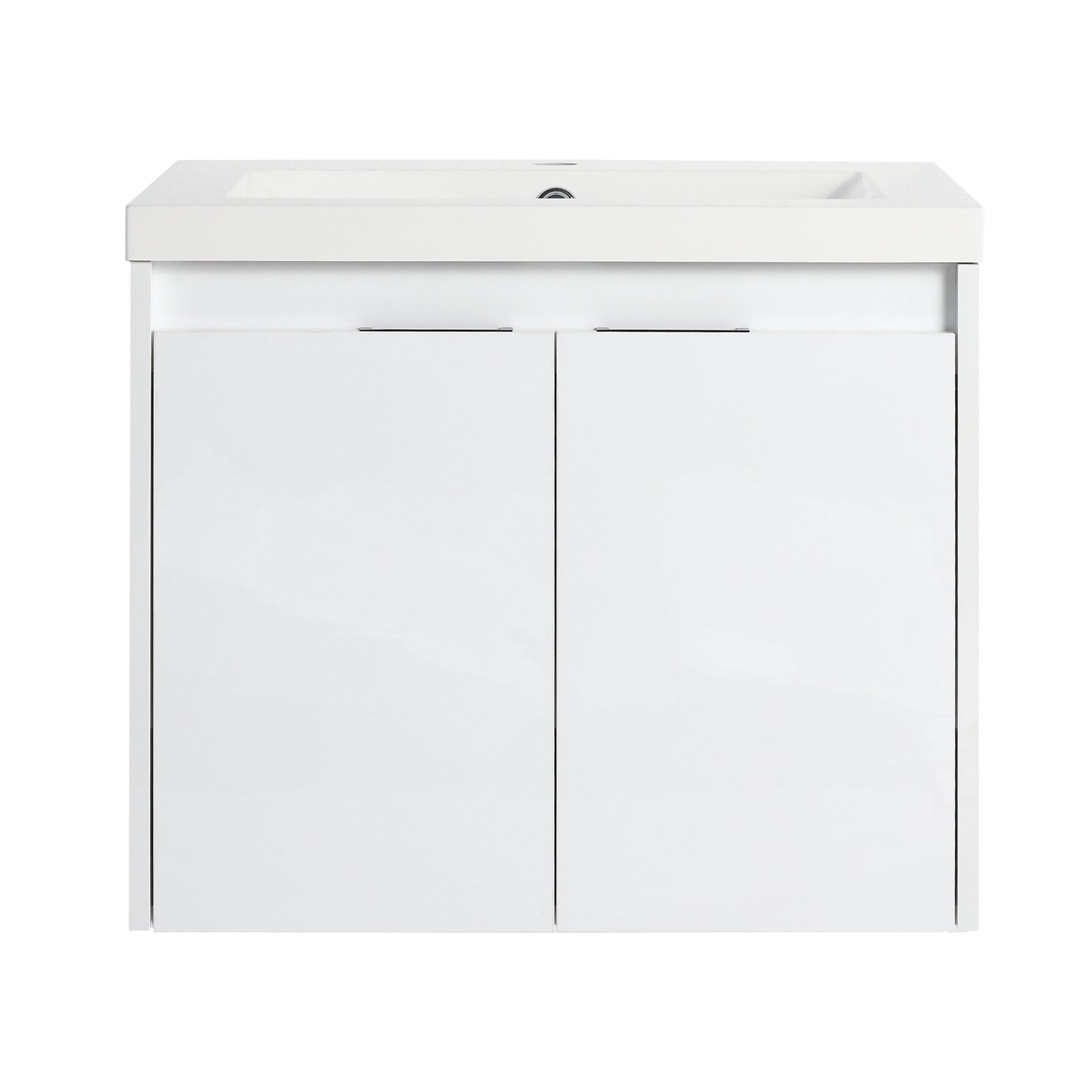 24' Bathroom Vanity With Resin Sink , 2 - Soft Close Doors, Float Mounting Design,Glossy White,(KD - Packing) - 1st Choice Furniture Direct