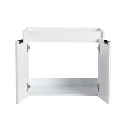 24' Bathroom Vanity With Resin Sink , 2 - Soft Close Doors, Float Mounting Design,Glossy White,(KD - Packing) - 1st Choice Furniture Direct