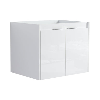 24' Bathroom Vanity With Resin Sink , 2 - Soft Close Doors, Float Mounting Design,Glossy White,(KD - Packing) - 1st Choice Furniture Direct