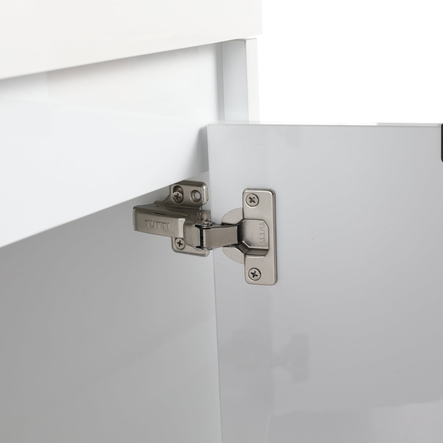 24' Bathroom Vanity With Resin Sink , 2 - Soft Close Doors, Float Mounting Design,Glossy White,(KD - Packing) - 1st Choice Furniture Direct
