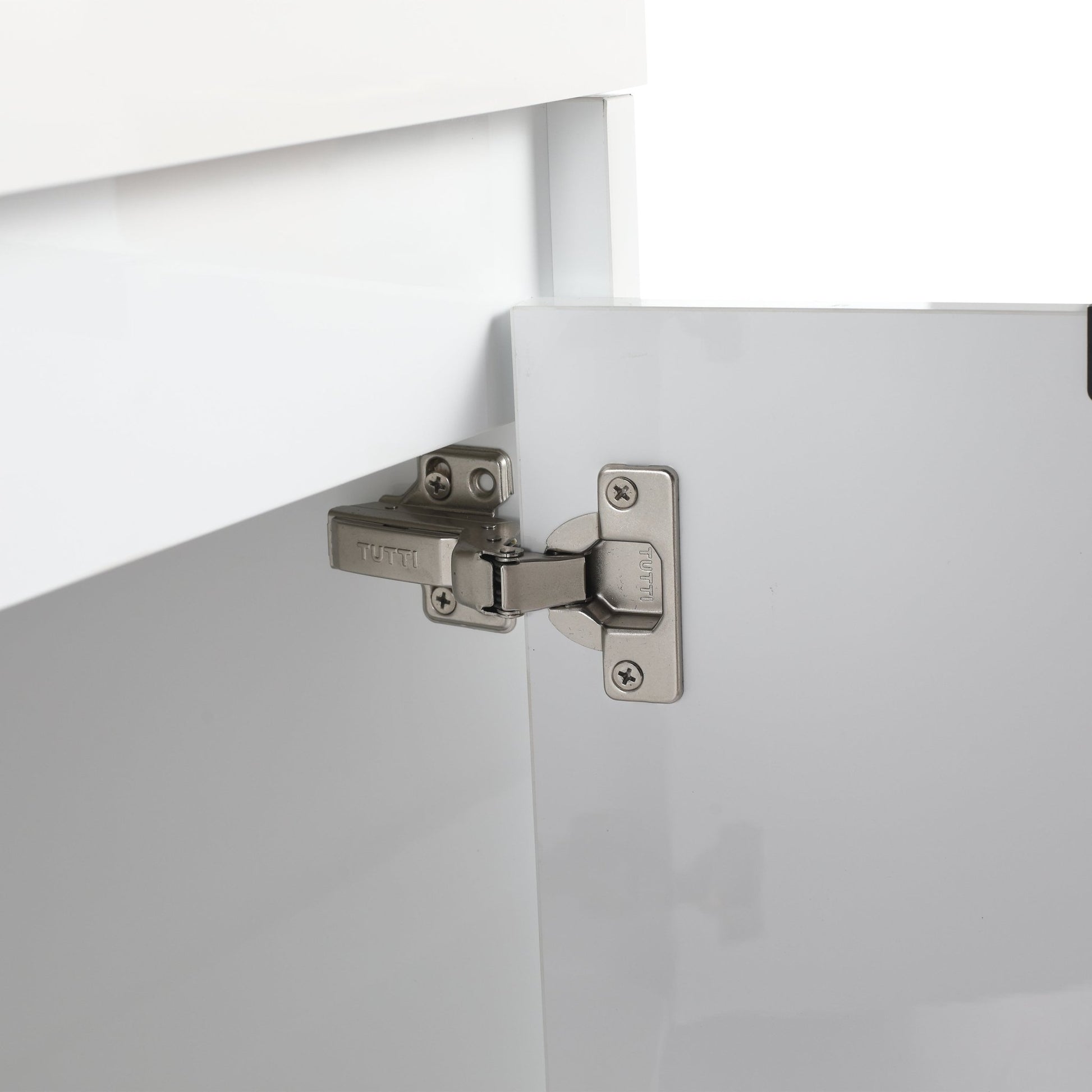 24' Bathroom Vanity With Resin Sink , 2 - Soft Close Doors, Float Mounting Design,Glossy White,(KD - Packing) - 1st Choice Furniture Direct