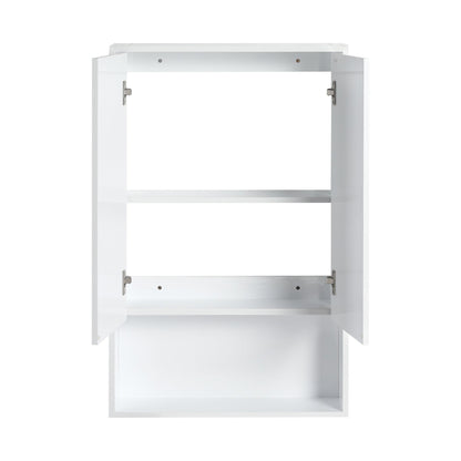 24' Bathroom Wall Cabinet, Soft Close Doors, Float Mounting Design,Glossy White,(KD - Packing) - 1st Choice Furniture Direct