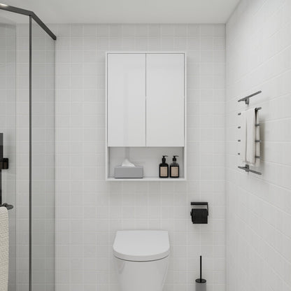 24' Bathroom Wall Cabinet, Soft Close Doors, Float Mounting Design,Glossy White,(KD - Packing) - 1st Choice Furniture Direct