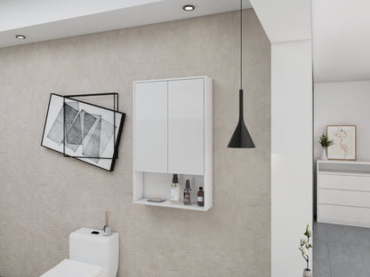 24' Bathroom Wall Cabinet, Soft Close Doors, Float Mounting Design,Glossy White,(KD - Packing) - 1st Choice Furniture Direct