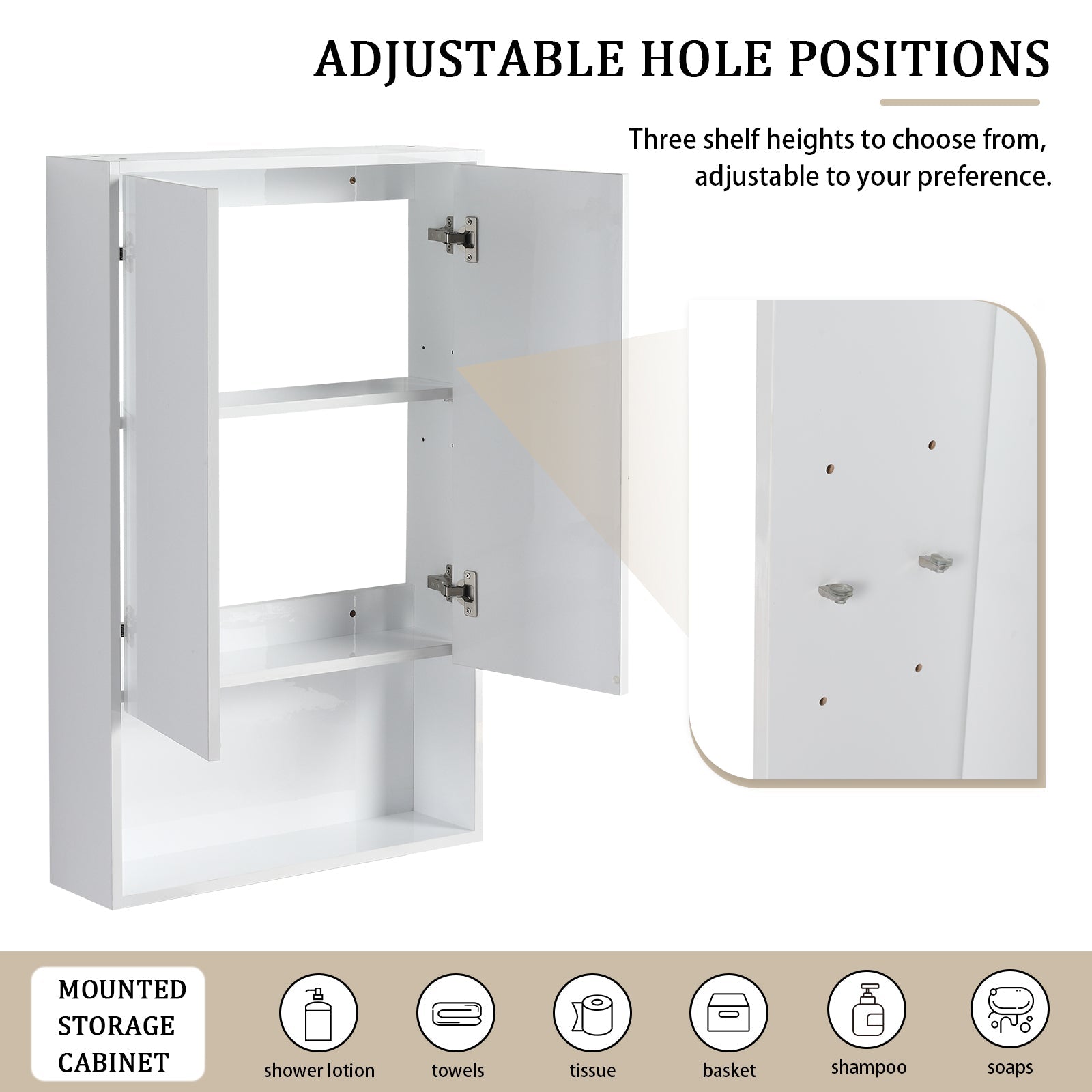 24' Bathroom Wall Cabinet, Soft Close Doors, Float Mounting Design,Glossy White,(KD - Packing) - 1st Choice Furniture Direct