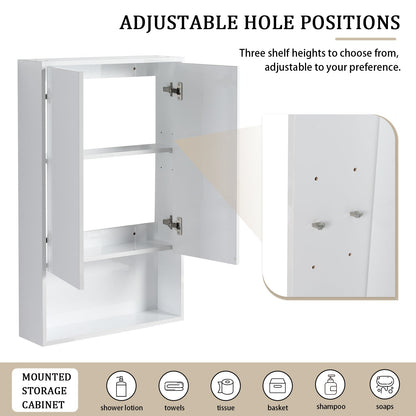 24' Bathroom Wall Cabinet, Soft Close Doors, Float Mounting Design,Glossy White,(KD - Packing) - 1st Choice Furniture Direct