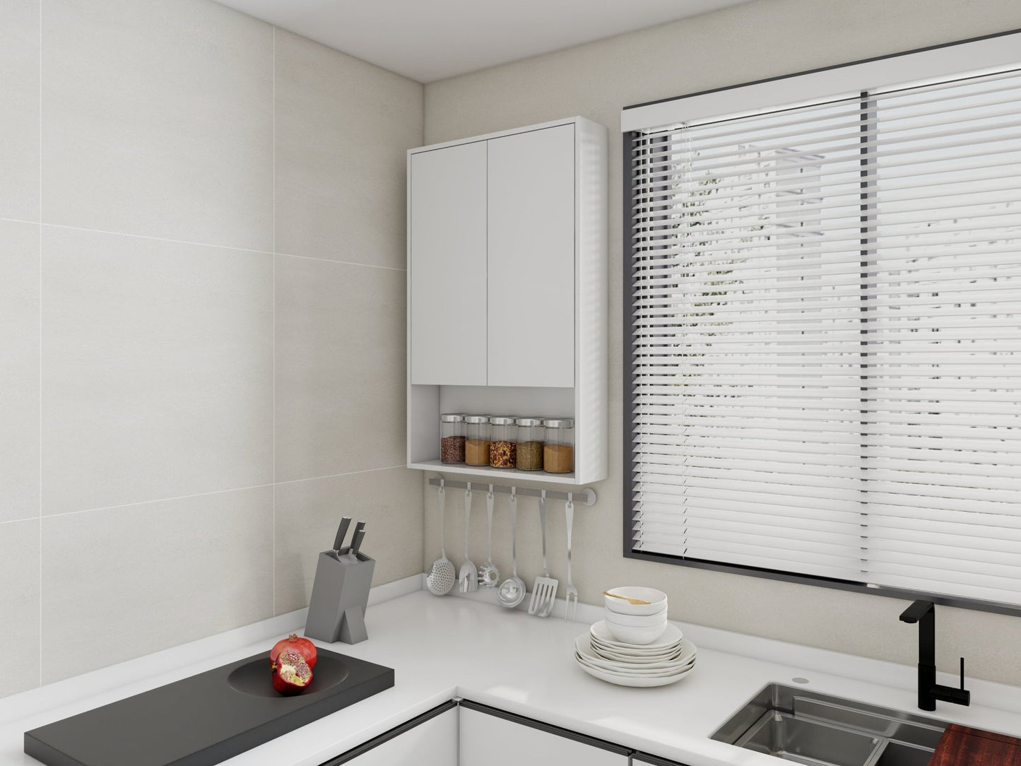 24' Bathroom Wall Cabinet, Soft Close Doors, Float Mounting Design,Glossy White,(KD - Packing) - 1st Choice Furniture Direct