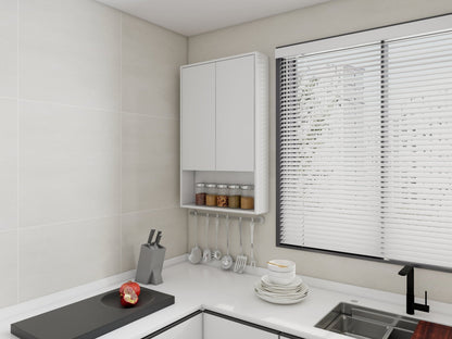 24' Bathroom Wall Cabinet, Soft Close Doors, Float Mounting Design,Glossy White,(KD - Packing) - 1st Choice Furniture Direct