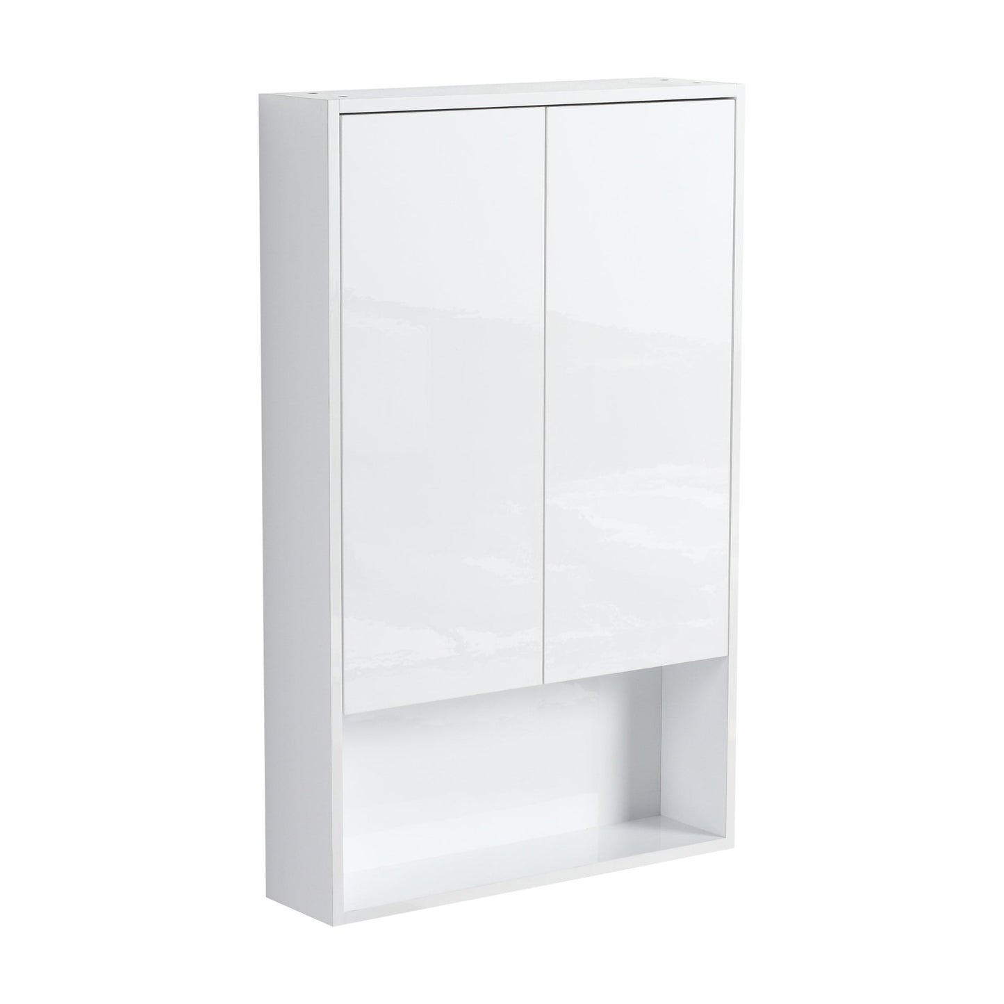 24' Bathroom Wall Cabinet, Soft Close Doors, Float Mounting Design,Glossy White,(KD - Packing) - 1st Choice Furniture Direct