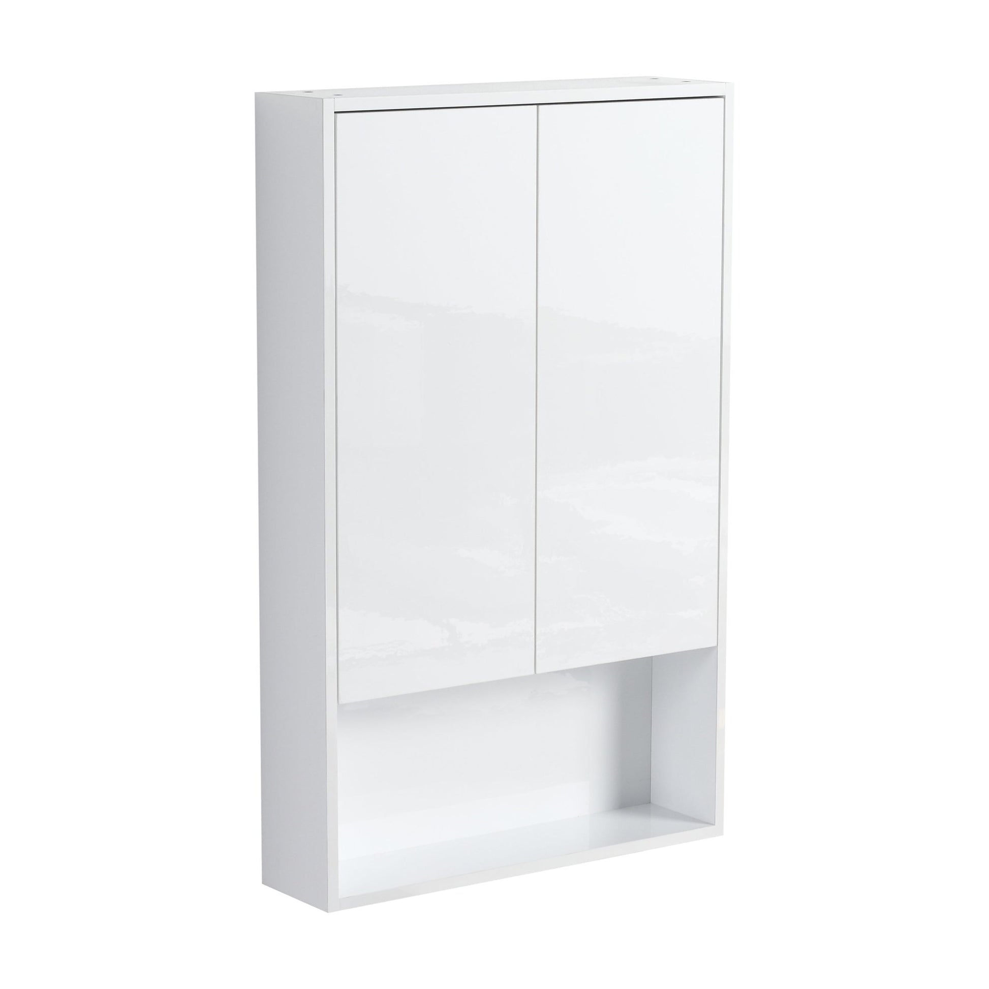 24' Bathroom Wall Cabinet, Soft Close Doors, Float Mounting Design,Glossy White,(KD - Packing) - 1st Choice Furniture Direct