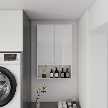 24' Bathroom Wall Cabinet, Soft Close Doors, Float Mounting Design,Glossy White,(KD - Packing) - 1st Choice Furniture Direct
