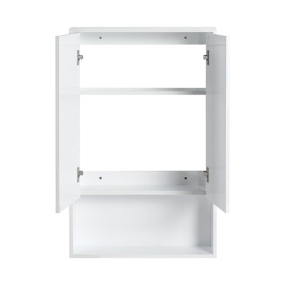 24' Bathroom Wall Cabinet, Soft Close Doors, Float Mounting Design,Glossy White,(KD - Packing) - 1st Choice Furniture Direct