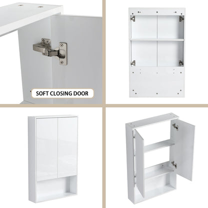 24' Bathroom Wall Cabinet, Soft Close Doors, Float Mounting Design,Glossy White,(KD - Packing) - 1st Choice Furniture Direct