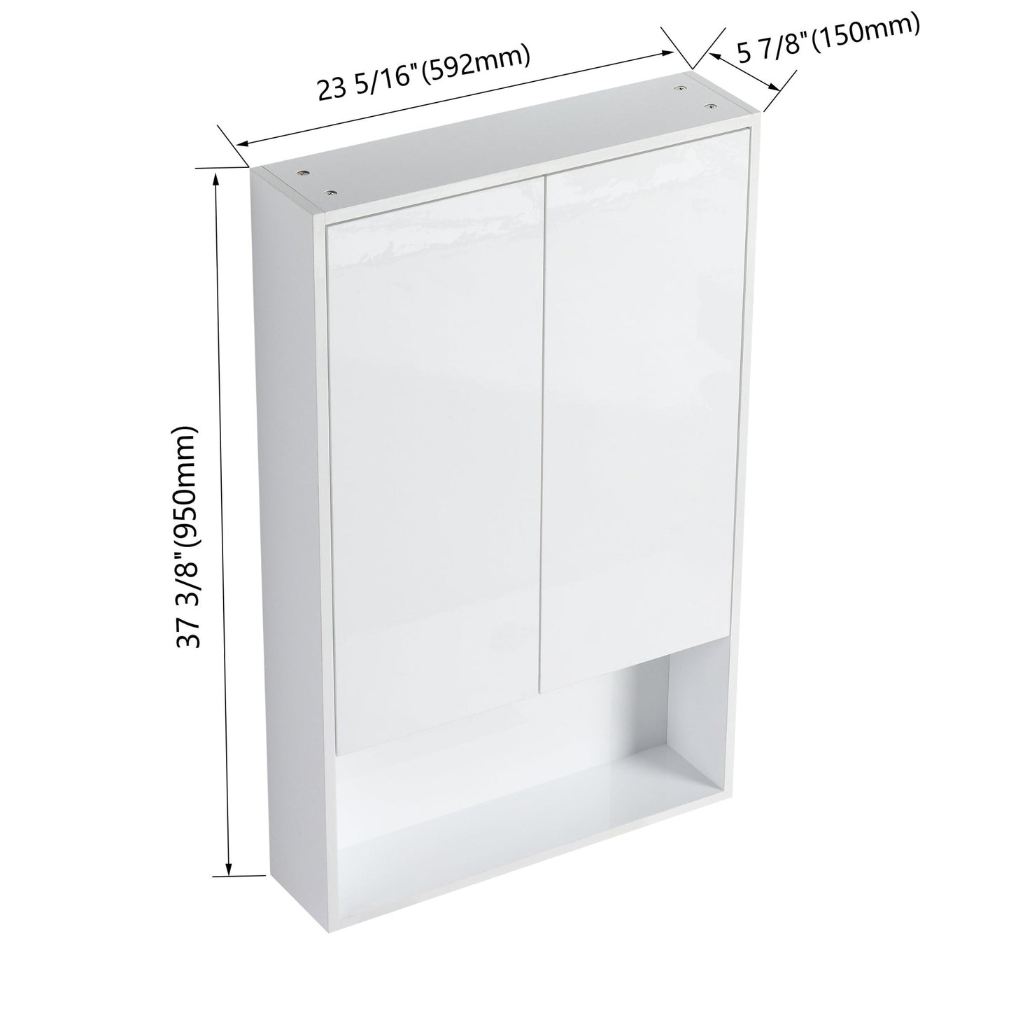 24' Bathroom Wall Cabinet, Soft Close Doors, Float Mounting Design,Glossy White,(KD - Packing) - 1st Choice Furniture Direct