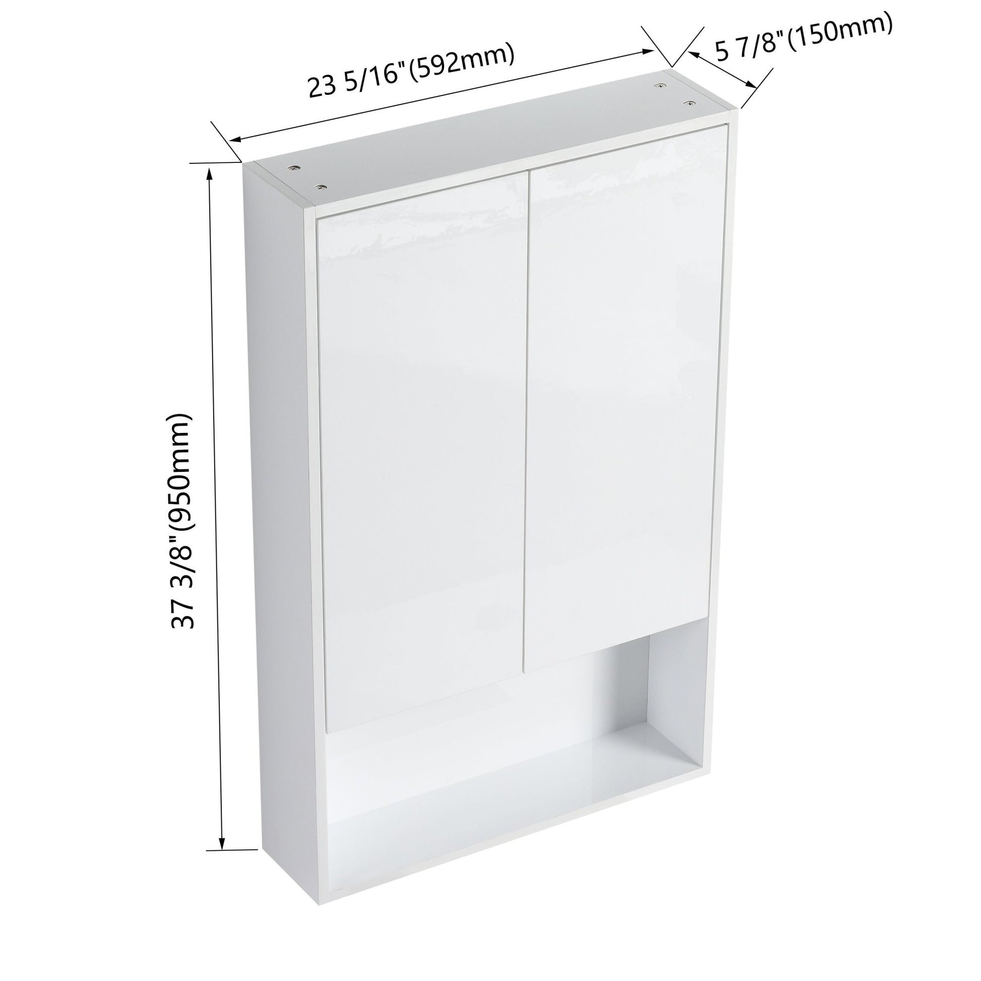 24' Bathroom Wall Cabinet, Soft Close Doors, Float Mounting Design,Glossy White,(KD - Packing) - 1st Choice Furniture Direct