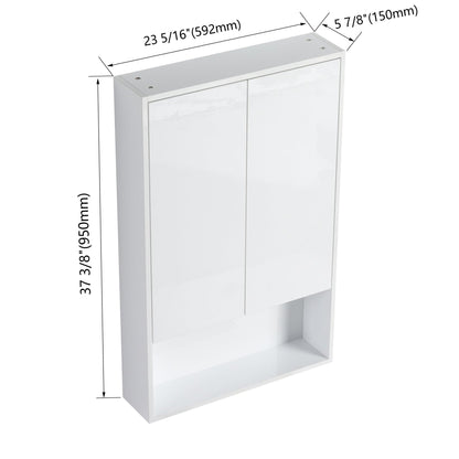 24' Bathroom Wall Cabinet, Soft Close Doors, Float Mounting Design,Glossy White,(KD - Packing) - 1st Choice Furniture Direct