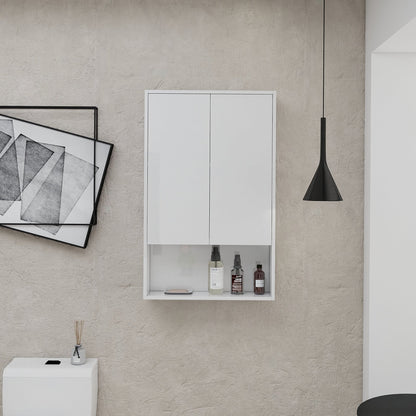 24' Bathroom Wall Cabinet, Soft Close Doors, Float Mounting Design,Glossy White,(KD - Packing) - 1st Choice Furniture Direct