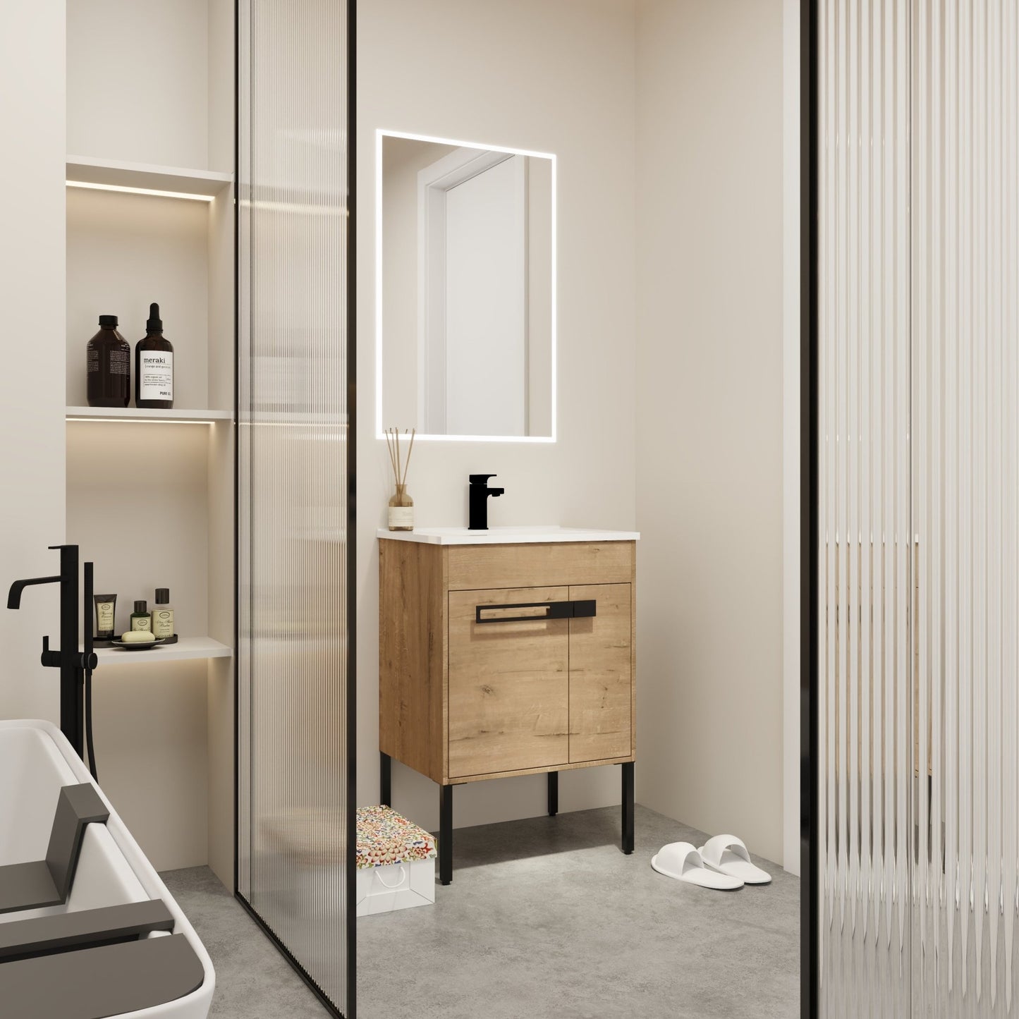 24 Inch Bathroom Vanity With Sink, Freestanding Bathroom Vanity or Floating is Optional Conversion24*18 - 00324IMO - 1(KD - Packing) - 1st Choice Furniture Direct