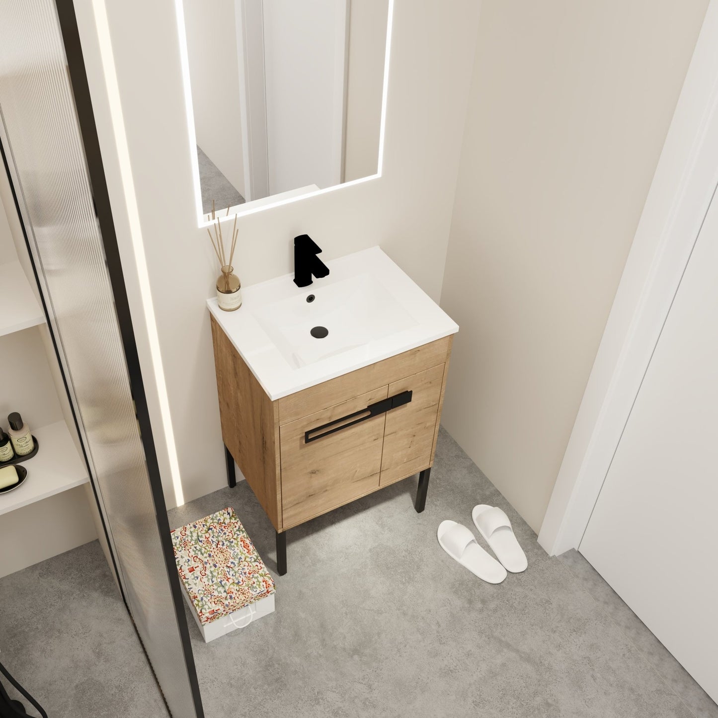 24 Inch Bathroom Vanity With Sink, Freestanding Bathroom Vanity or Floating is Optional Conversion24*18 - 00324IMO - 1(KD - Packing) - 1st Choice Furniture Direct