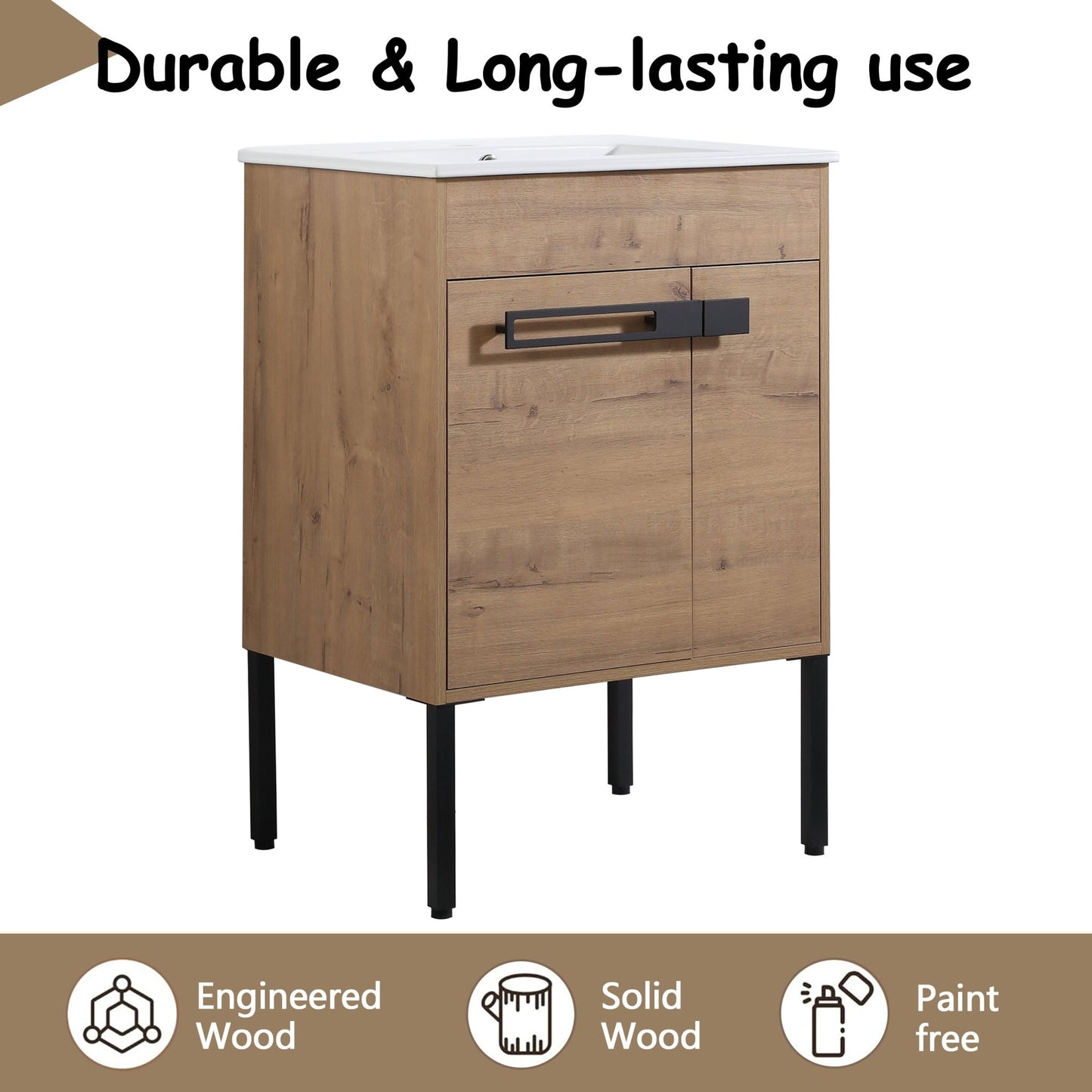 24 Inch Bathroom Vanity With Sink, Freestanding Bathroom Vanity or Floating is Optional Conversion24*18 - 00324IMO - 1(KD - Packing) - 1st Choice Furniture Direct