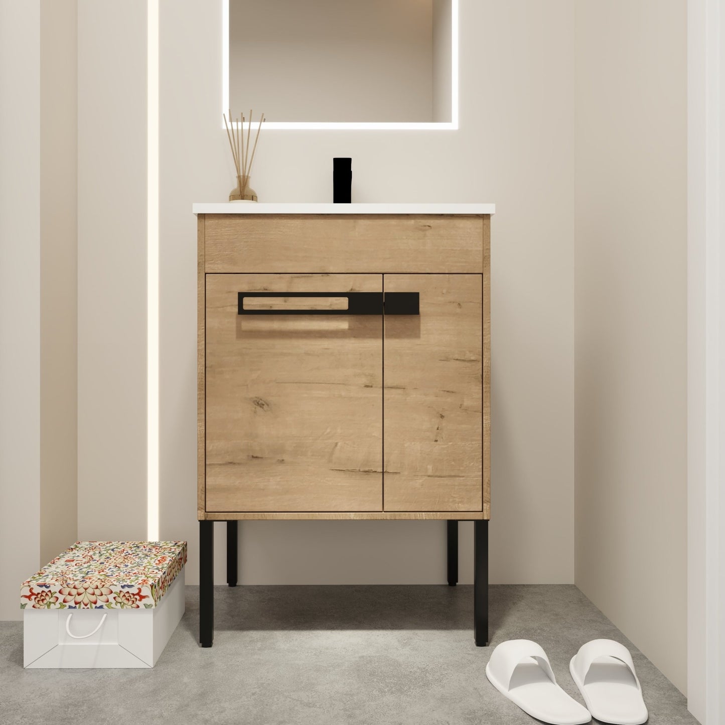 24 Inch Bathroom Vanity With Sink, Freestanding Bathroom Vanity or Floating is Optional Conversion24*18 - 00324IMO - 1(KD - Packing) - 1st Choice Furniture Direct