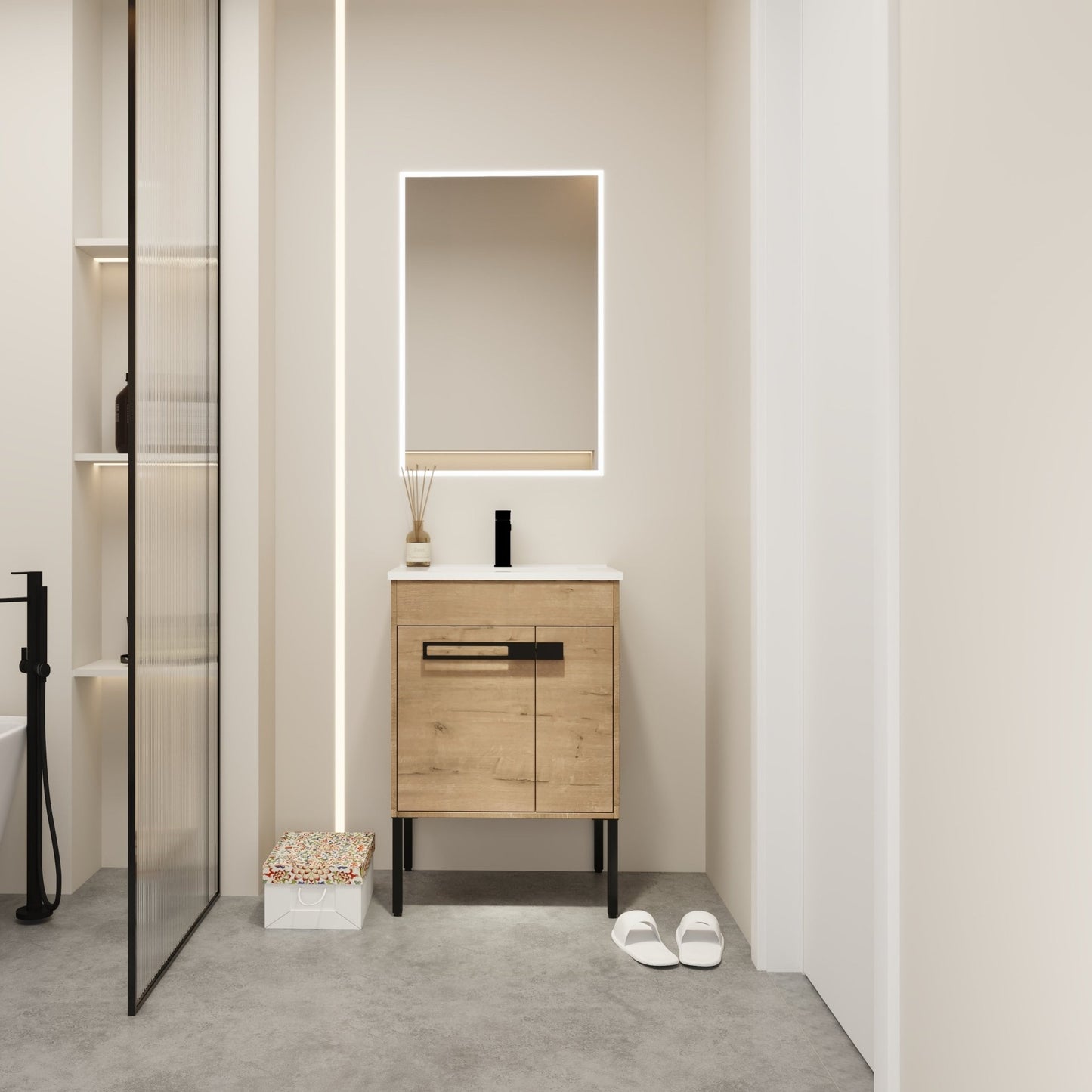 24 Inch Bathroom Vanity With Sink, Freestanding Bathroom Vanity or Floating is Optional Conversion24*18 - 00324IMO - 1(KD - Packing) - 1st Choice Furniture Direct