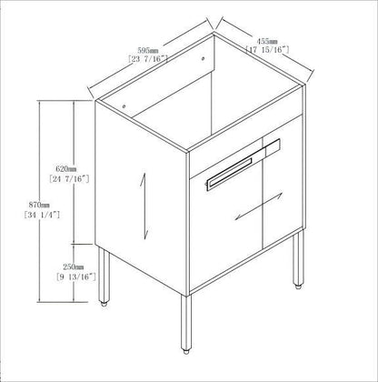 24 Inch Freestanding Bathroom Vanity or Floating is Optional Conversion.24*18 - 00324IMO - 1(KD - Packing) - Only Includes Vanity, Excluding Sink - 1st Choice Furniture Direct