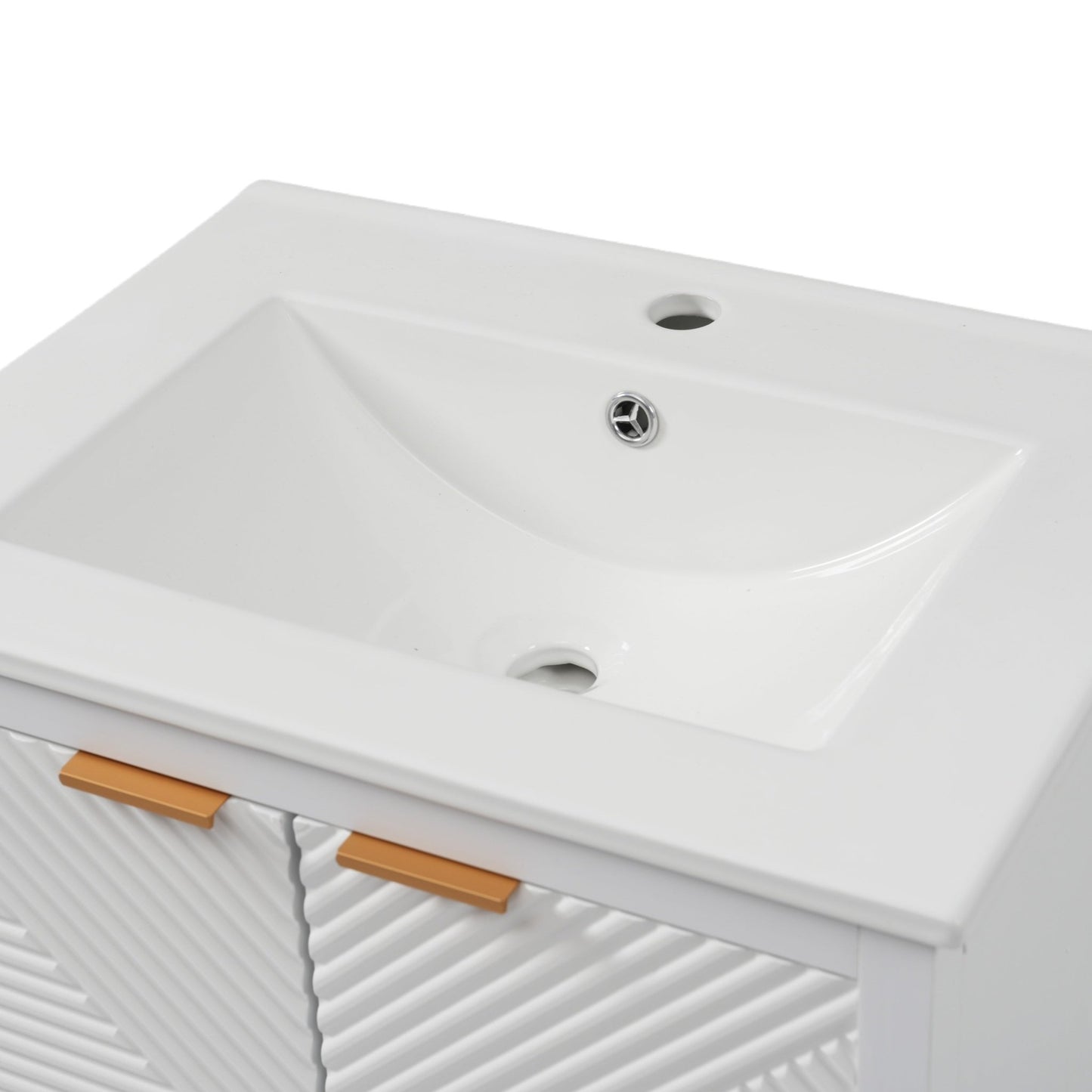 24-Inch Modern White Bathroom Vanity with Ceramic Sink - 1st Choice Furniture Direct