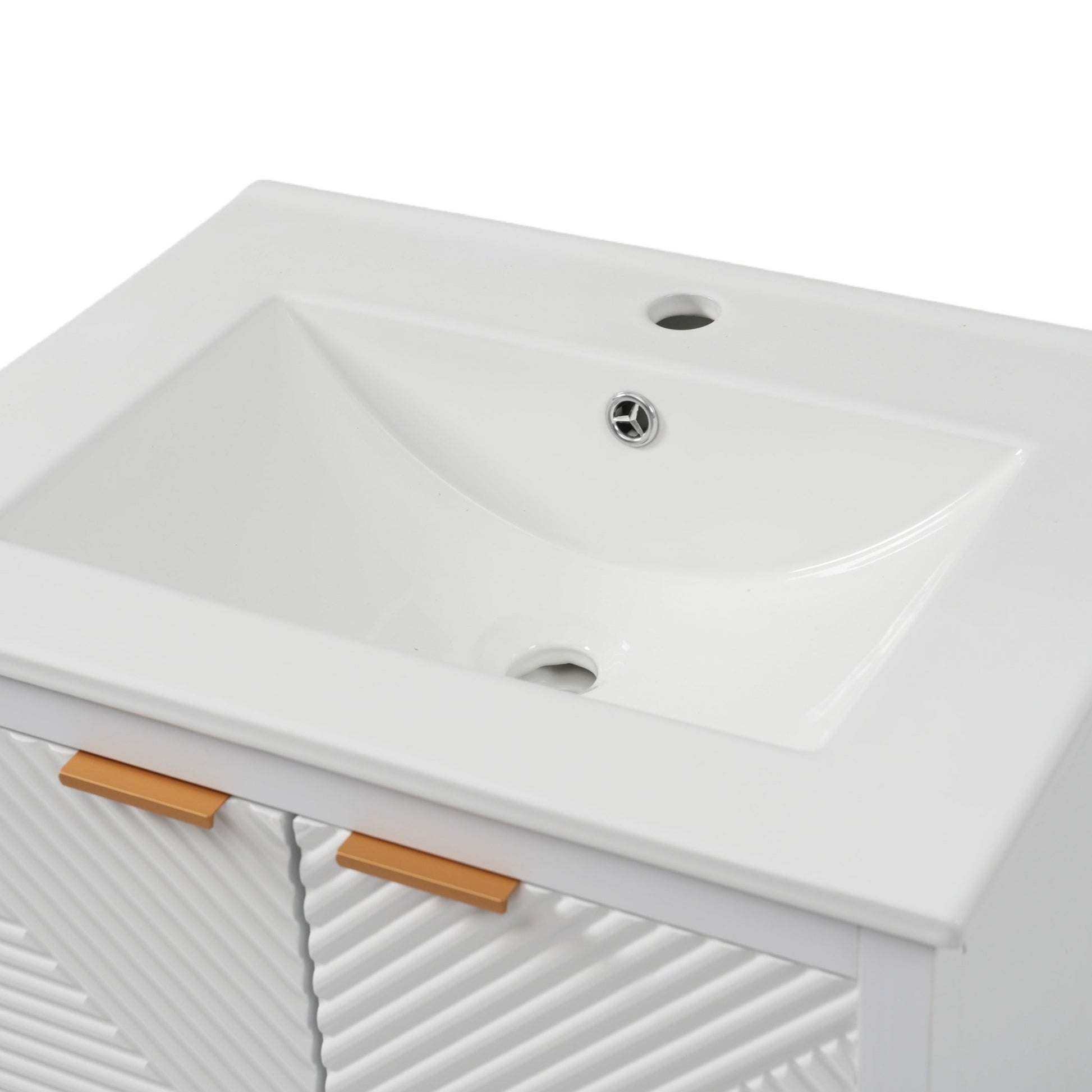 24-Inch Modern White Bathroom Vanity with Ceramic Sink - 1st Choice Furniture Direct