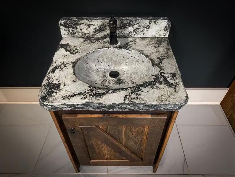 24 Inch Rustic Barn Door Vanity Silver Smoke Finish | Amish Made - 1st Choice Furniture Direct