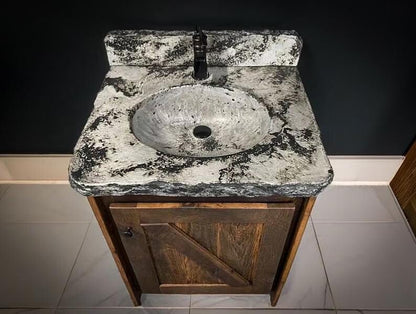 24 Inch Rustic Barn Door Vanity Silver Smoke Finish | Amish Made - 1st Choice Furniture Direct