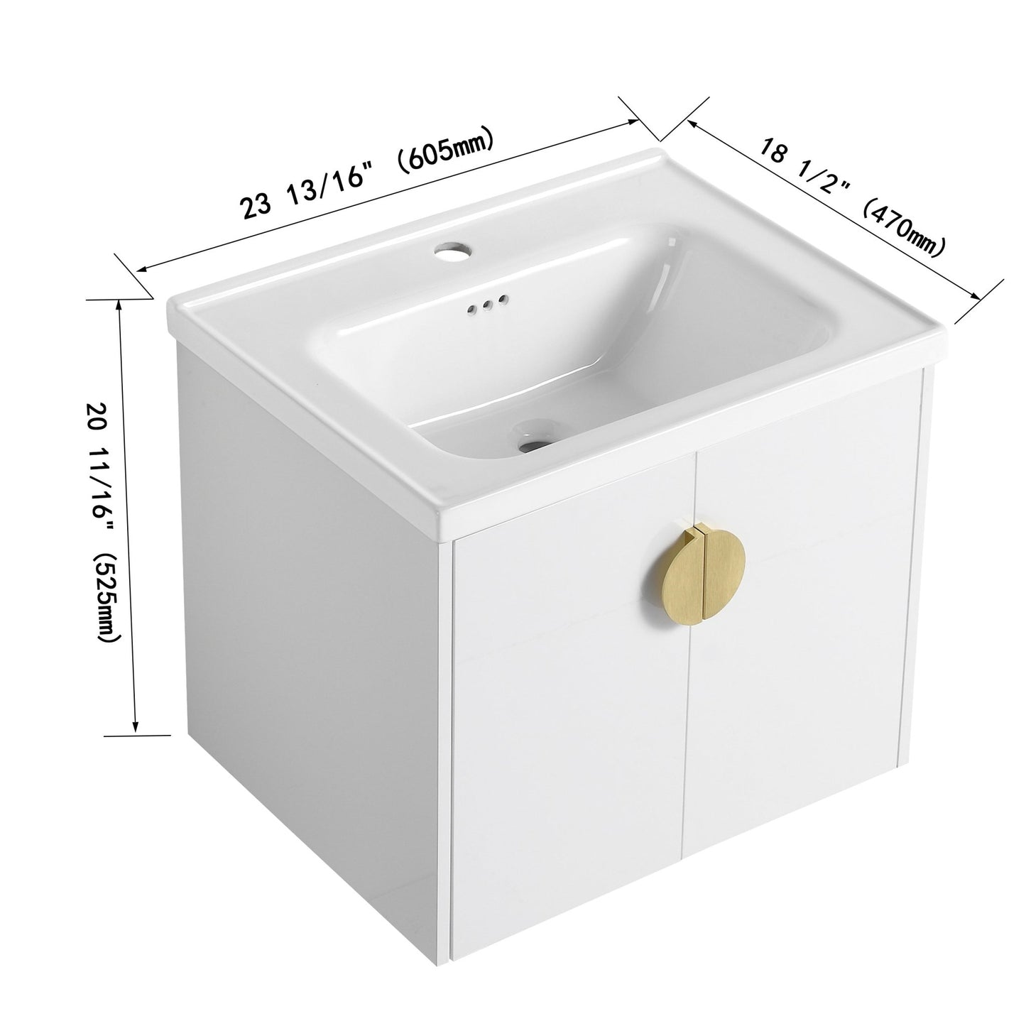 24 Inch Soft Close Doors Bathroom Vanity With Sink, For Small Bathroom (KD - Packing) - 1st Choice Furniture Direct
