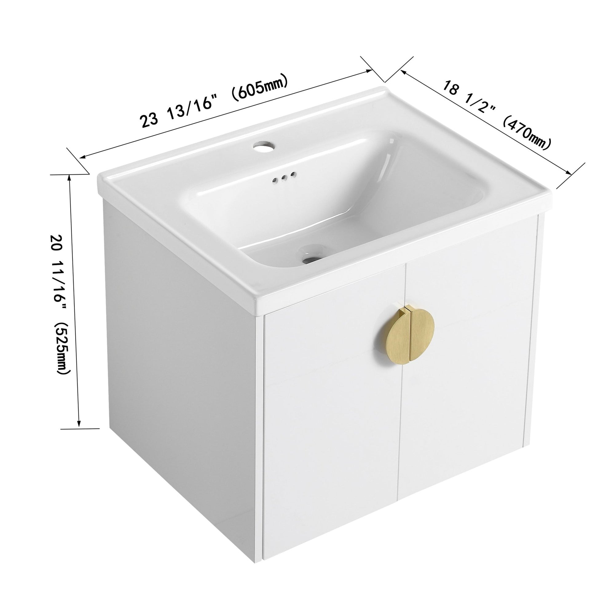24 Inch Soft Close Doors Bathroom Vanity With Sink, For Small Bathroom (KD - Packing) - 1st Choice Furniture Direct