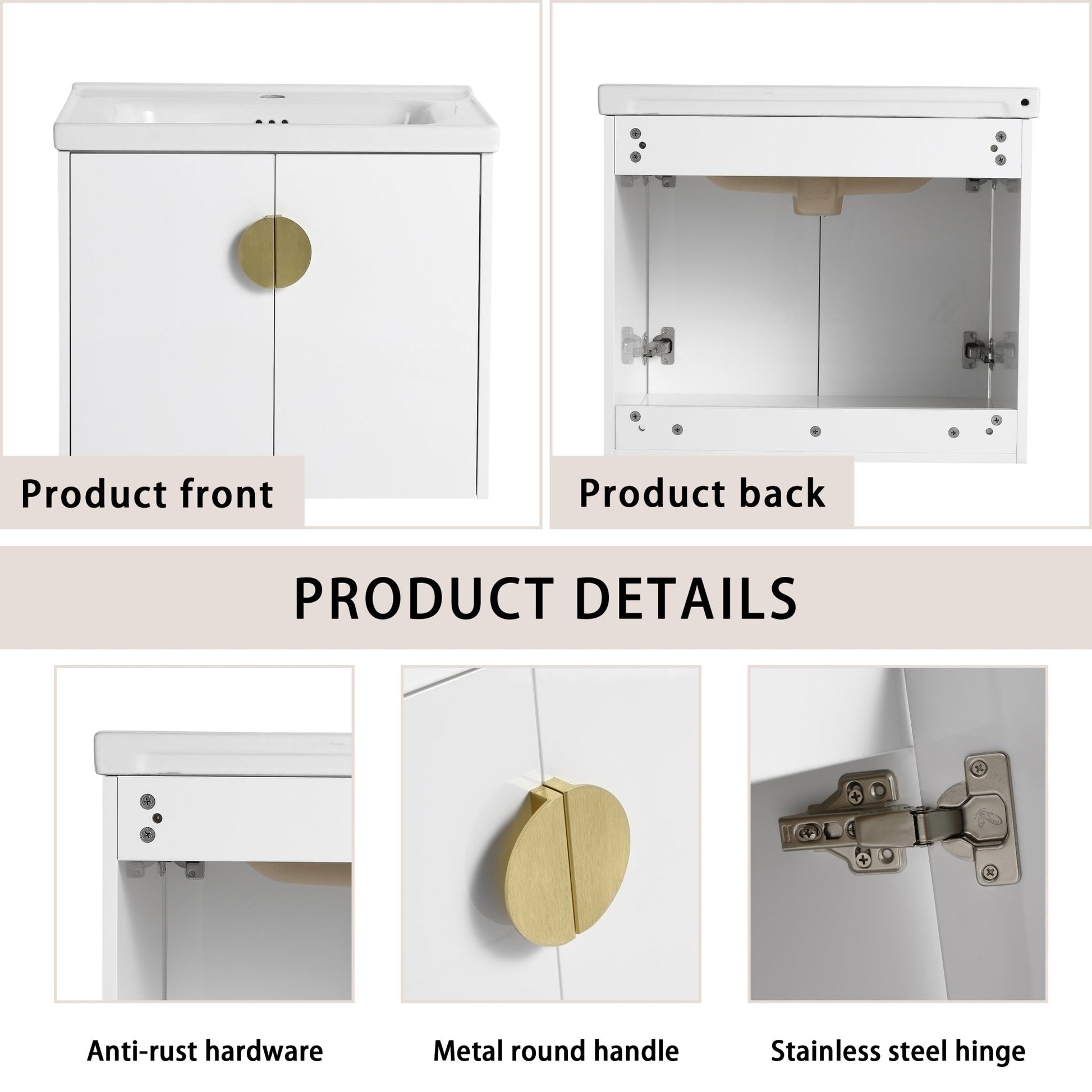 24 Inch Soft Close Doors Bathroom Vanity With Sink, For Small Bathroom (KD - Packing) - 1st Choice Furniture Direct