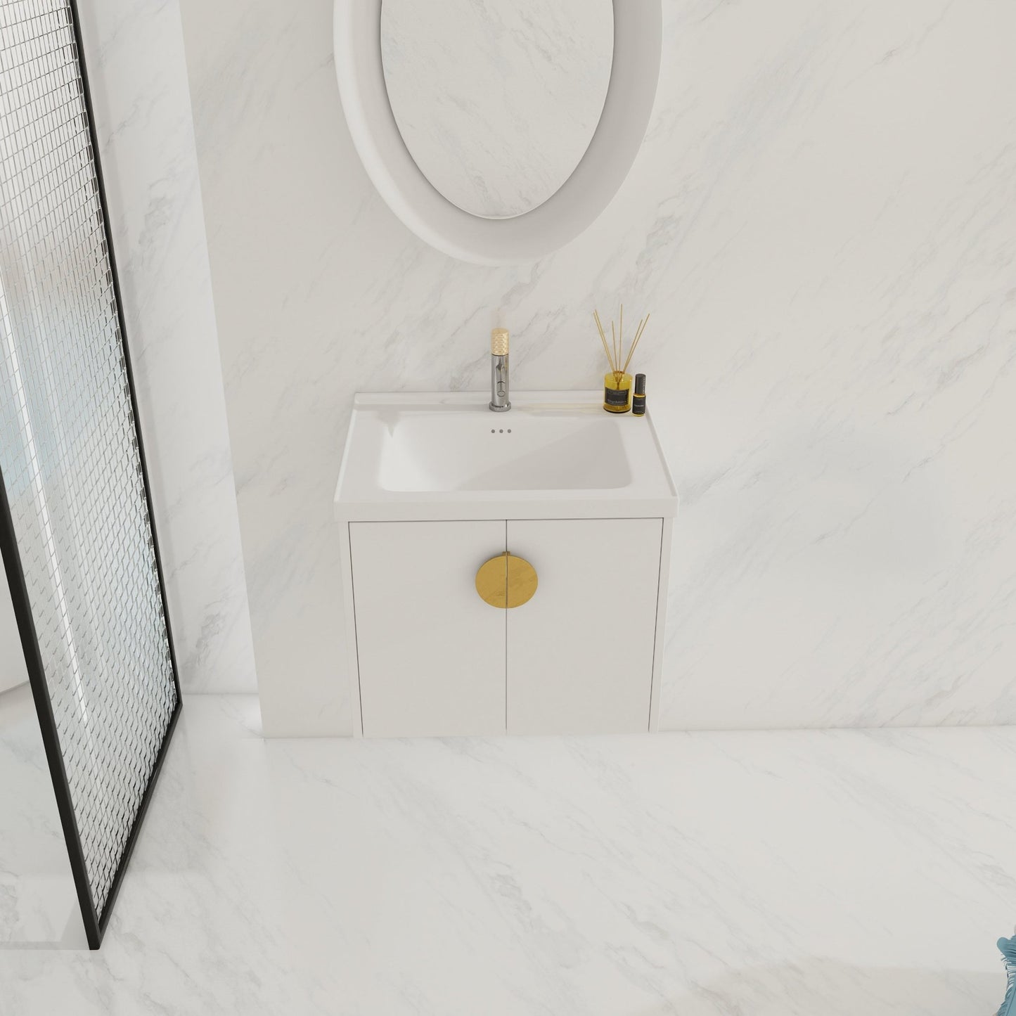 24 Inch Soft Close Doors Bathroom Vanity With Sink, For Small Bathroom (KD - Packing) - 1st Choice Furniture Direct