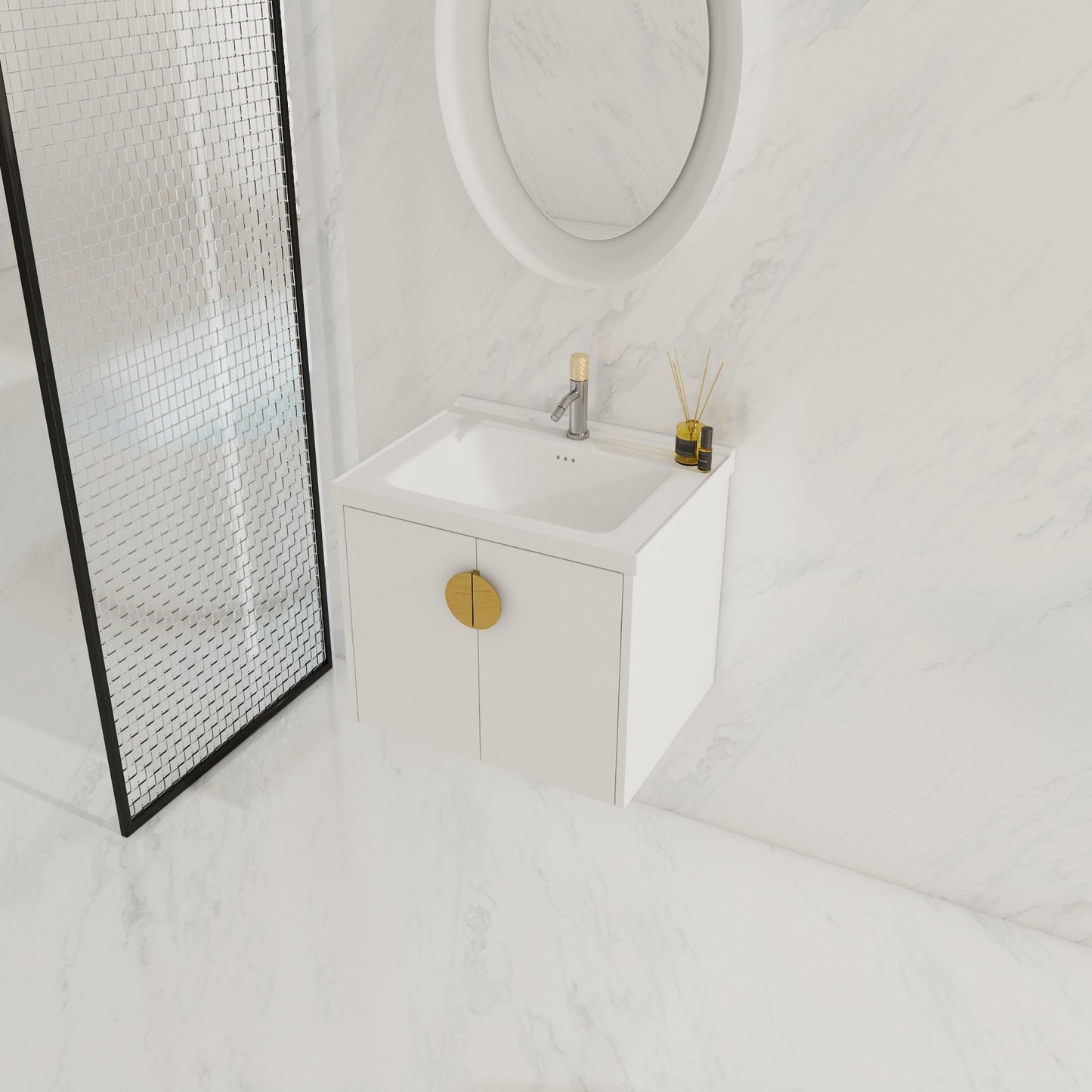 24 Inch Soft Close Doors Bathroom Vanity With Sink, For Small Bathroom (KD - Packing) - 1st Choice Furniture Direct